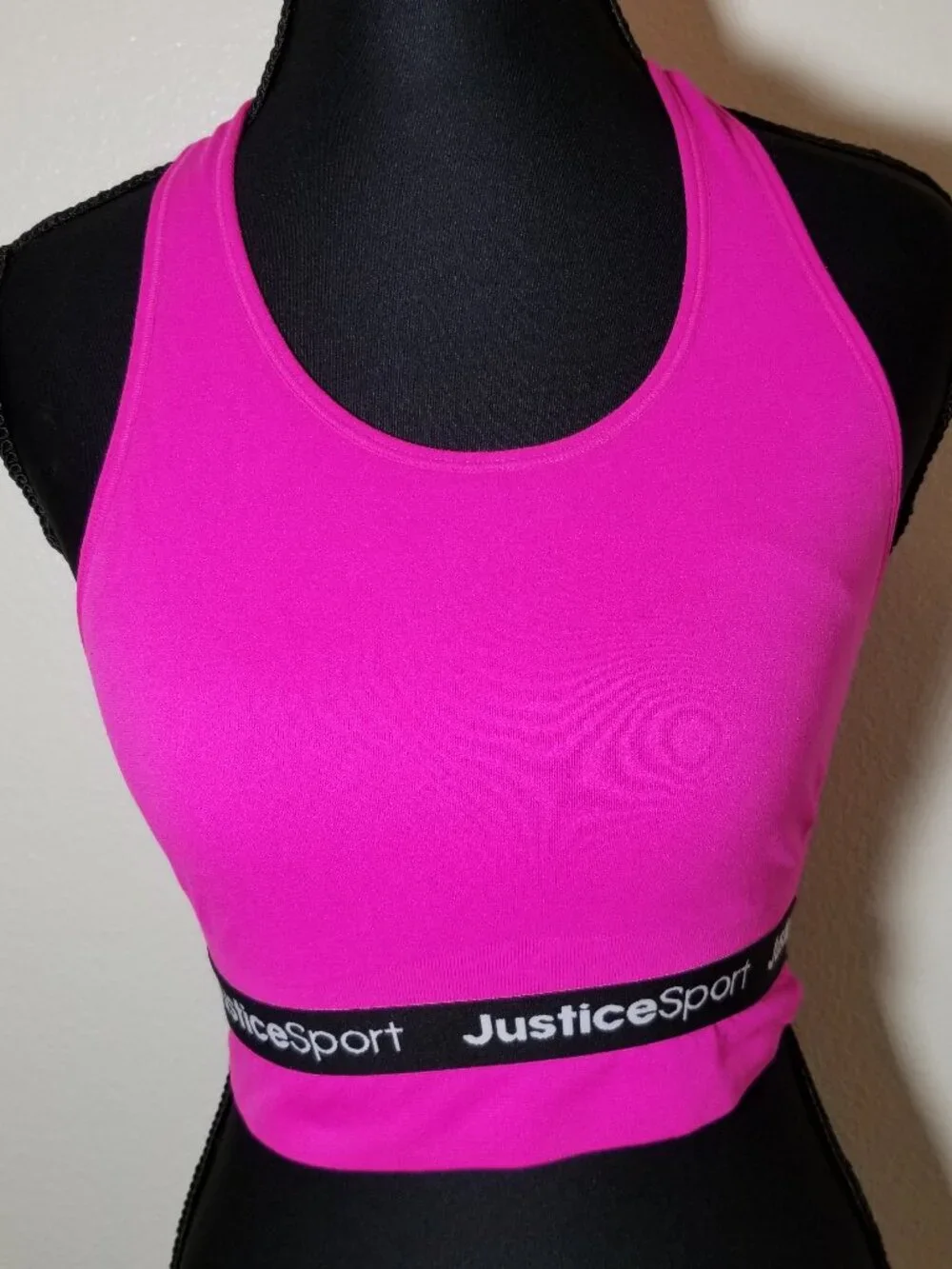 Justice Sports Bra Girls Size 34 Racerback Lot of 2 Pink & Gray Tie Dye Athletic